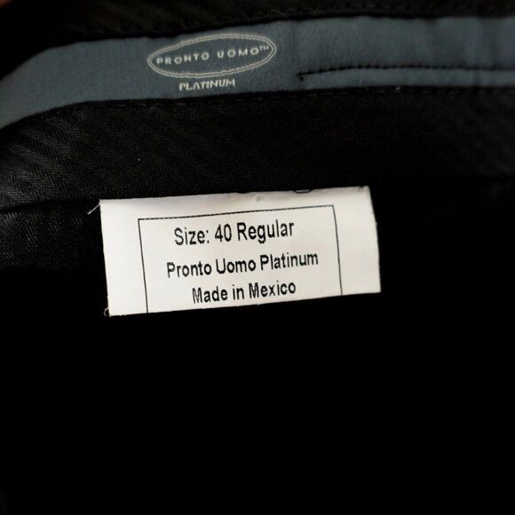 Pronto Uomo Blue Sharkskin Wool Flat Front Mid Rise Dress Pants 40/26 Lined Part - Picture 5 of 7